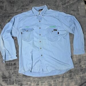 Workrite FR Button Down Shirt Mens XL Blue Flame Resistant CAT 2 Westex